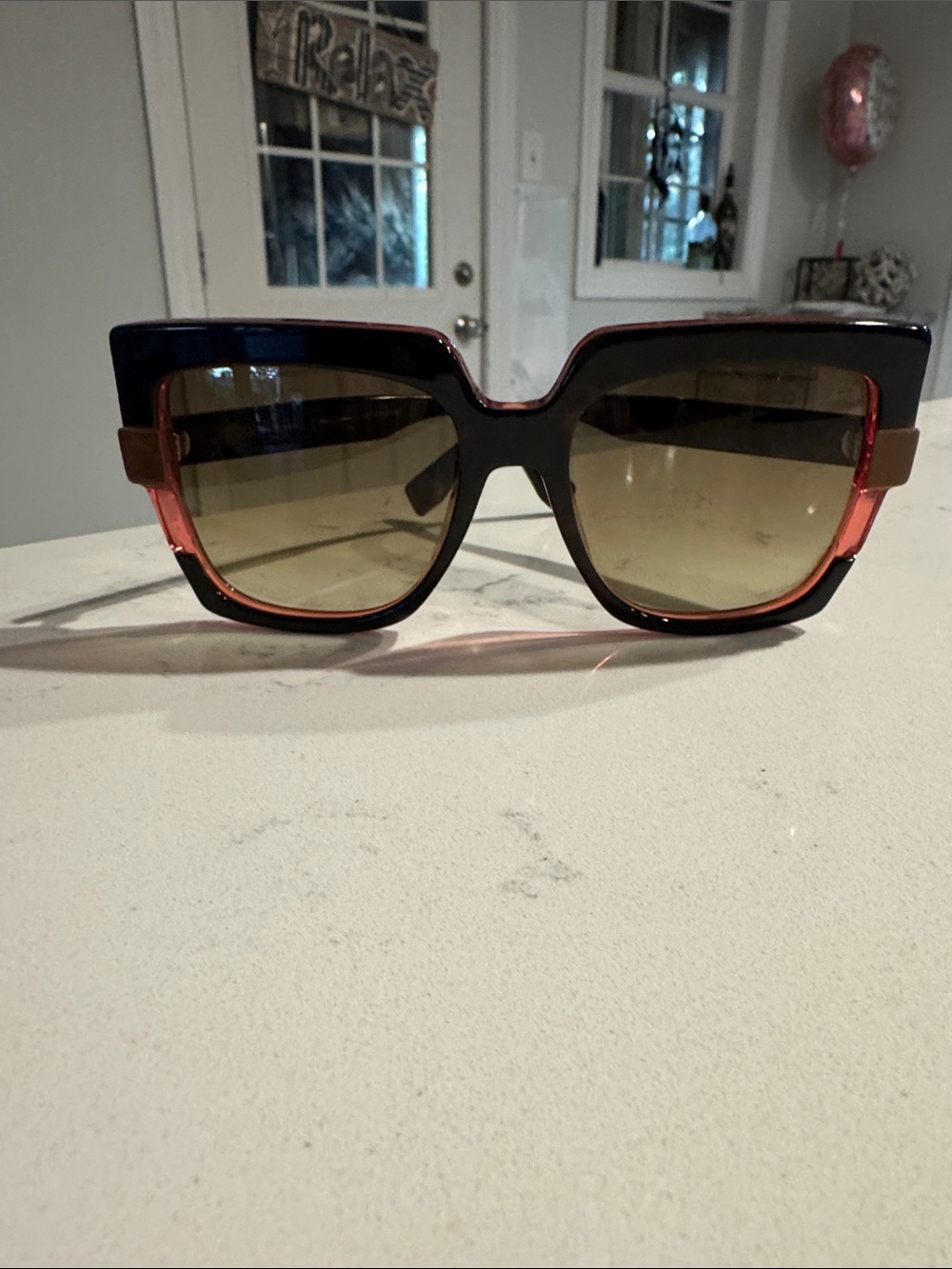 Fendi Bold Two-Tone Cat-Eye Sunglasses - Black & Red